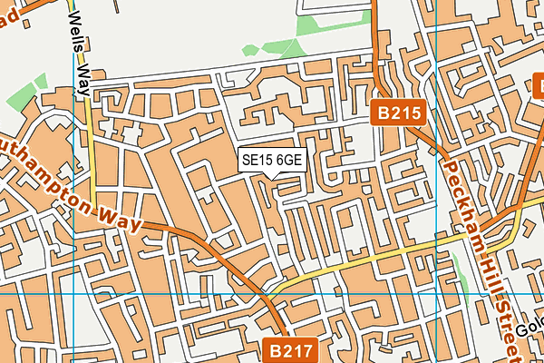 SE15 6GE map - OS VectorMap District (Ordnance Survey)