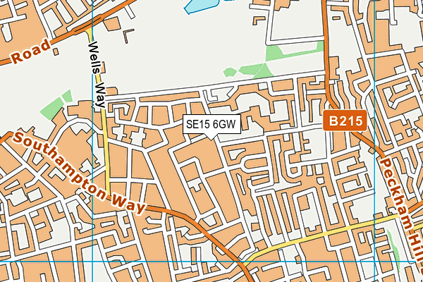 SE15 6GW map - OS VectorMap District (Ordnance Survey)