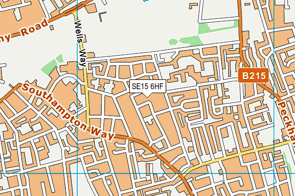 SE15 6HF map - OS VectorMap District (Ordnance Survey)