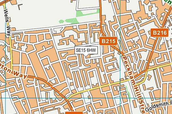 SE15 6HW map - OS VectorMap District (Ordnance Survey)