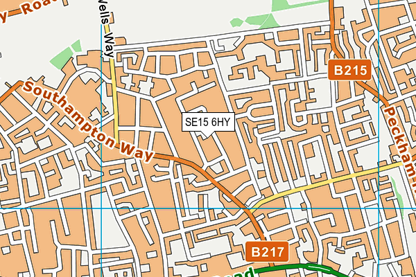 SE15 6HY map - OS VectorMap District (Ordnance Survey)