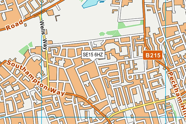 SE15 6HZ map - OS VectorMap District (Ordnance Survey)