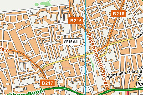 SE15 6JL map - OS VectorMap District (Ordnance Survey)