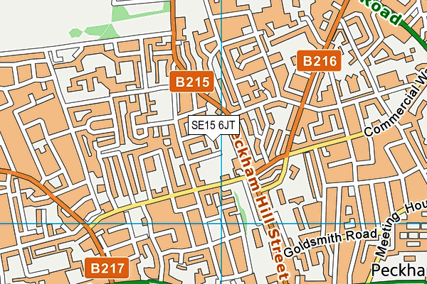 SE15 6JT map - OS VectorMap District (Ordnance Survey)