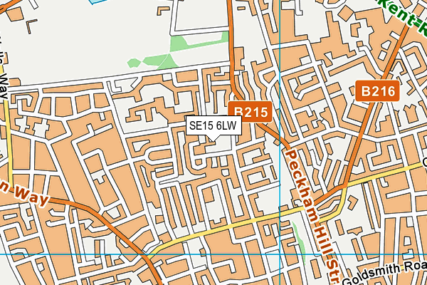 SE15 6LW map - OS VectorMap District (Ordnance Survey)