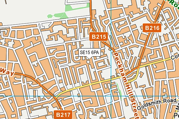SE15 6PA map - OS VectorMap District (Ordnance Survey)