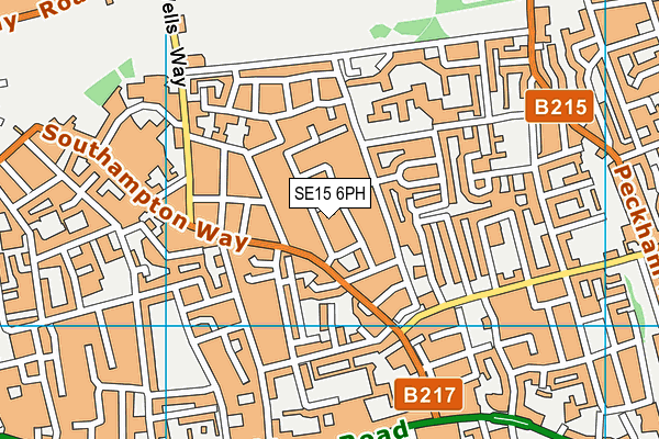SE15 6PH map - OS VectorMap District (Ordnance Survey)