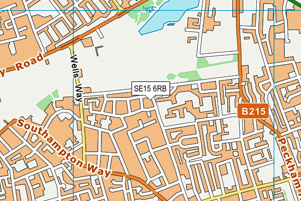 SE15 6RB map - OS VectorMap District (Ordnance Survey)