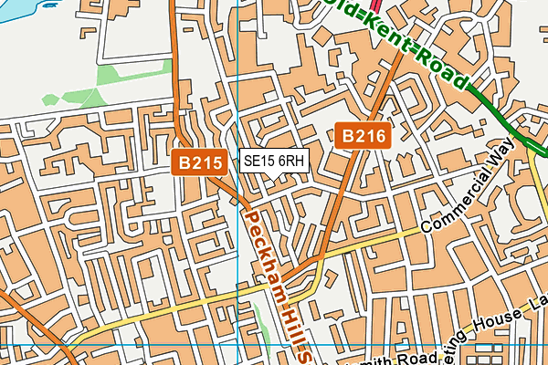 SE15 6RH map - OS VectorMap District (Ordnance Survey)