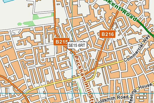 SE15 6RT map - OS VectorMap District (Ordnance Survey)