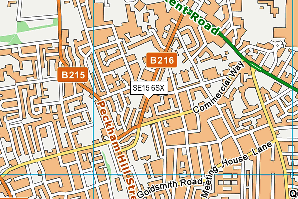 SE15 6SX map - OS VectorMap District (Ordnance Survey)
