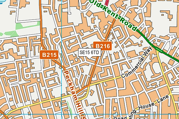 SE15 6TD map - OS VectorMap District (Ordnance Survey)