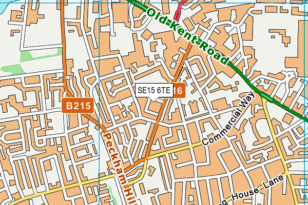 SE15 6TE map - OS VectorMap District (Ordnance Survey)