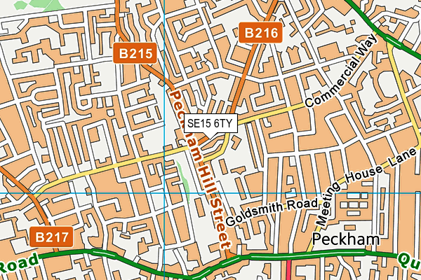 SE15 6TY map - OS VectorMap District (Ordnance Survey)