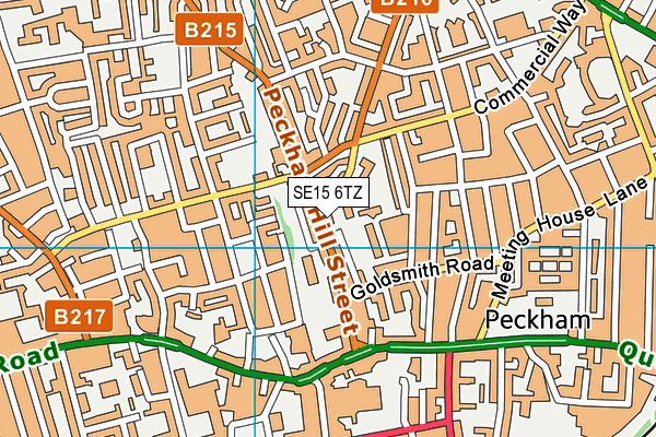 SE15 6TZ map - OS VectorMap District (Ordnance Survey)