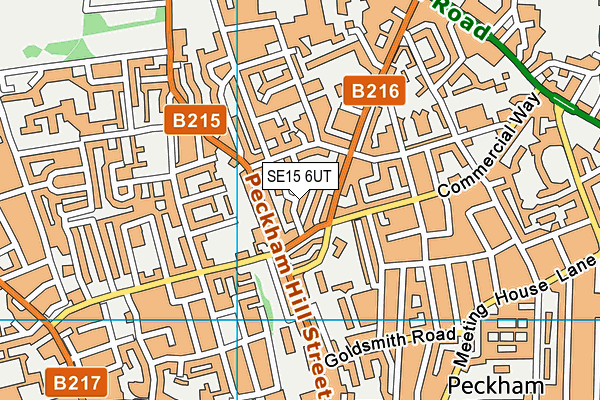 SE15 6UT map - OS VectorMap District (Ordnance Survey)