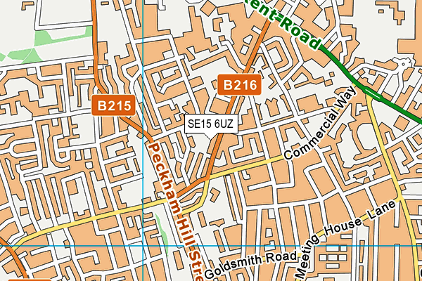 SE15 6UZ map - OS VectorMap District (Ordnance Survey)