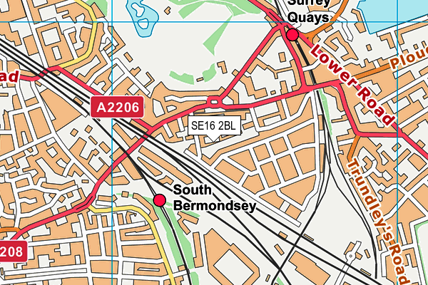 SE16 2BL map - OS VectorMap District (Ordnance Survey)