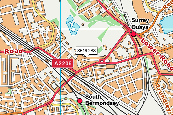 SE16 2BS map - OS VectorMap District (Ordnance Survey)