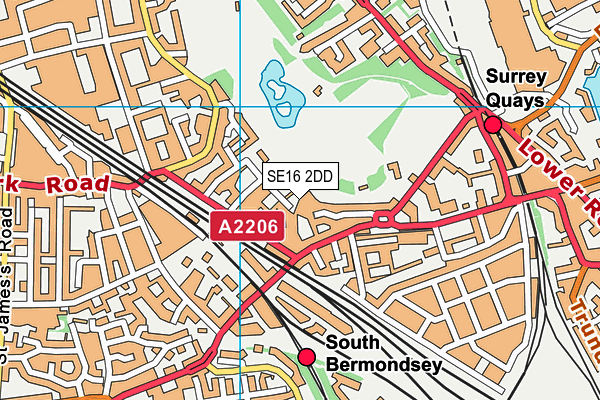 SE16 2DD map - OS VectorMap District (Ordnance Survey)