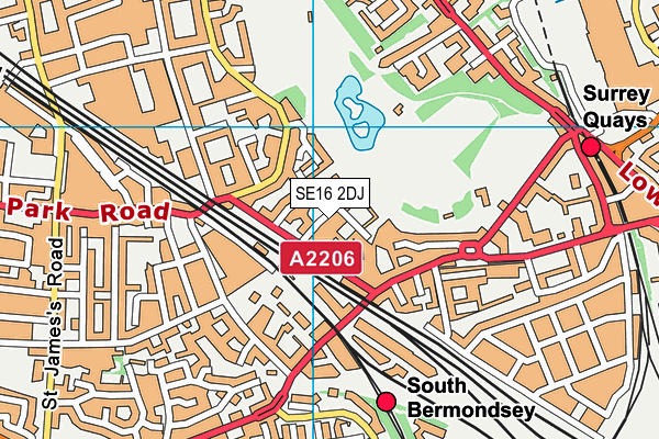 SE16 2DJ map - OS VectorMap District (Ordnance Survey)