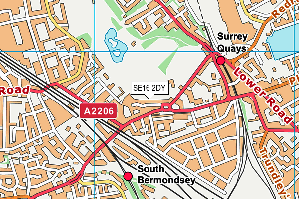 SE16 2DY map - OS VectorMap District (Ordnance Survey)