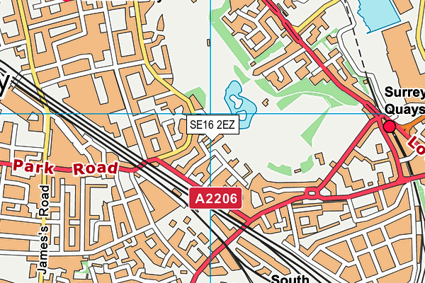 SE16 2EZ map - OS VectorMap District (Ordnance Survey)