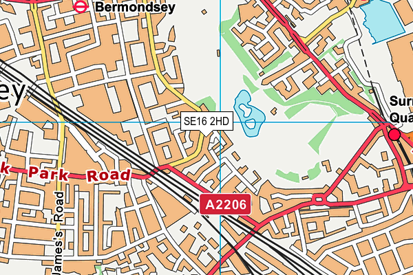 SE16 2HD map - OS VectorMap District (Ordnance Survey)