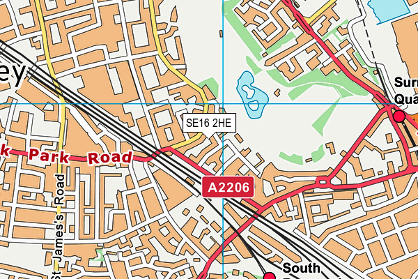 SE16 2HE map - OS VectorMap District (Ordnance Survey)