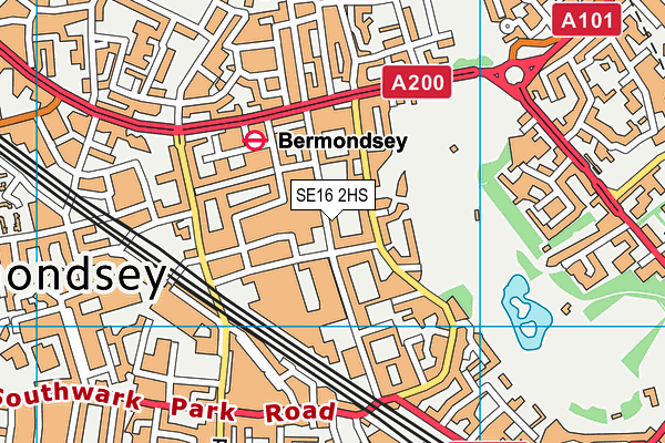 SE16 2HS map - OS VectorMap District (Ordnance Survey)