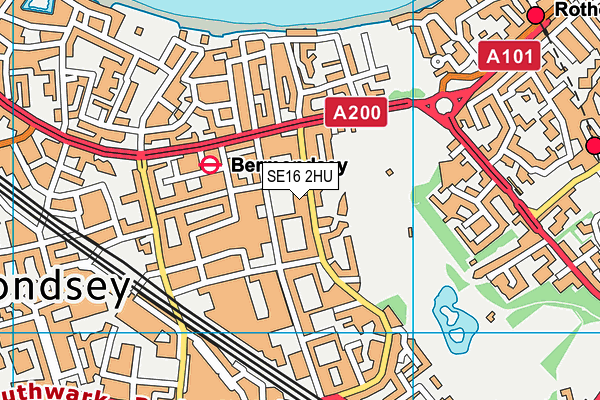 SE16 2HU map - OS VectorMap District (Ordnance Survey)