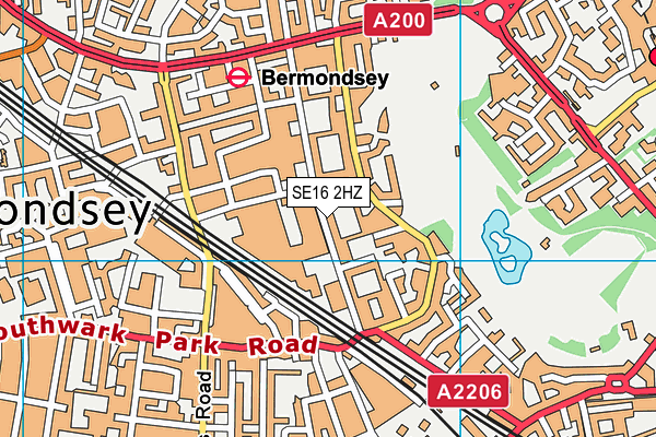 SE16 2HZ map - OS VectorMap District (Ordnance Survey)