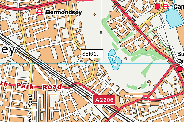 SE16 2JT map - OS VectorMap District (Ordnance Survey)