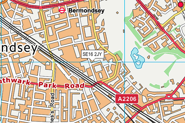 SE16 2JY map - OS VectorMap District (Ordnance Survey)