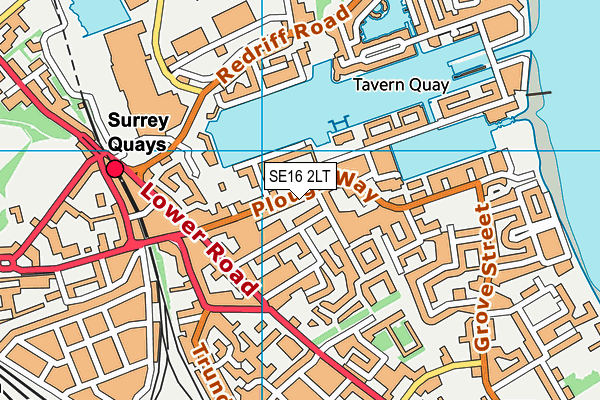 SE16 2LT map - OS VectorMap District (Ordnance Survey)