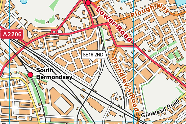 SE16 2ND map - OS VectorMap District (Ordnance Survey)