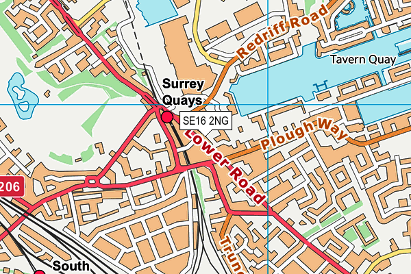 SE16 2NG map - OS VectorMap District (Ordnance Survey)