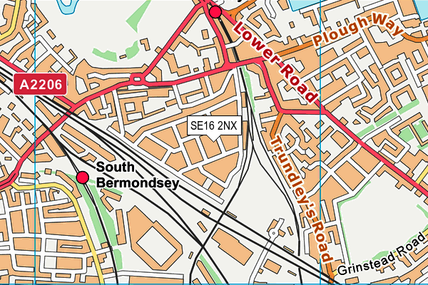 SE16 2NX map - OS VectorMap District (Ordnance Survey)
