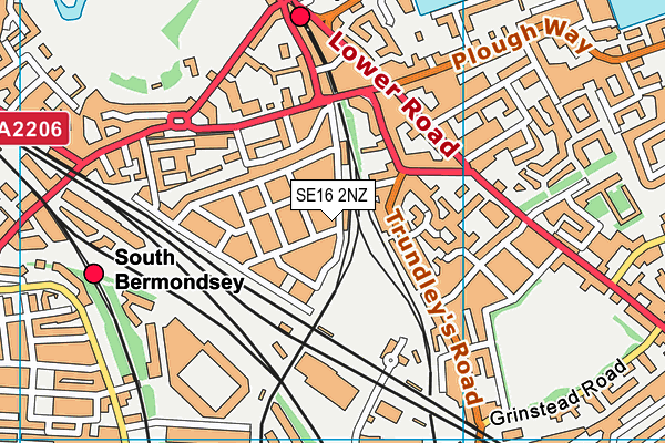 SE16 2NZ map - OS VectorMap District (Ordnance Survey)