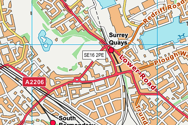 SE16 2PE map - OS VectorMap District (Ordnance Survey)