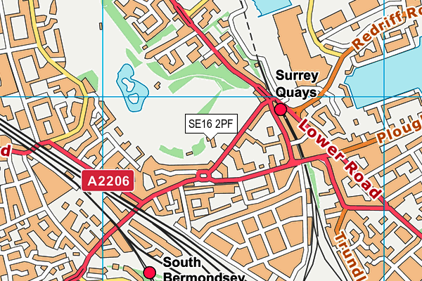 SE16 2PF map - OS VectorMap District (Ordnance Survey)