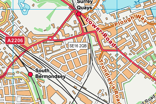 SE16 2QB map - OS VectorMap District (Ordnance Survey)
