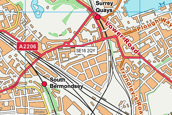 SE16 2QY map - OS VectorMap District (Ordnance Survey)