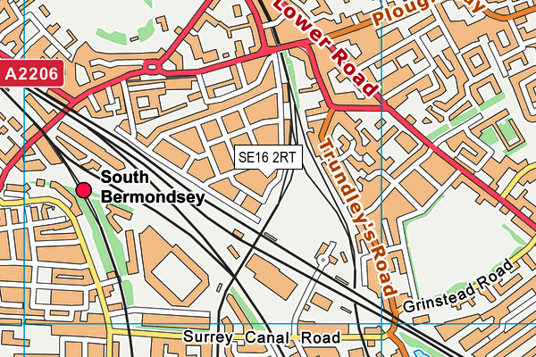 SE16 2RT map - OS VectorMap District (Ordnance Survey)