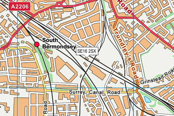 SE16 2SX map - OS VectorMap District (Ordnance Survey)