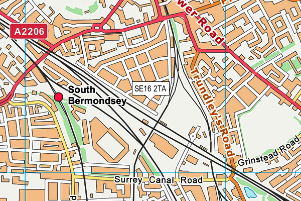 SE16 2TA map - OS VectorMap District (Ordnance Survey)