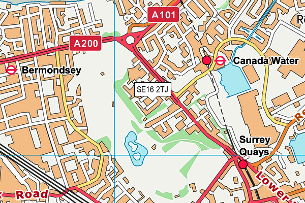SE16 2TJ map - OS VectorMap District (Ordnance Survey)