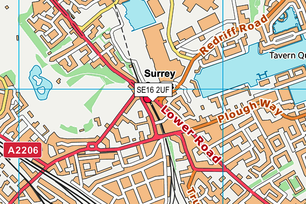 SE16 2UF map - OS VectorMap District (Ordnance Survey)