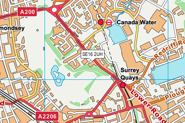 SE16 2UH map - OS VectorMap District (Ordnance Survey)