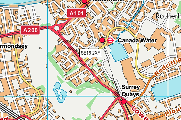 SE16 2XF map - OS VectorMap District (Ordnance Survey)